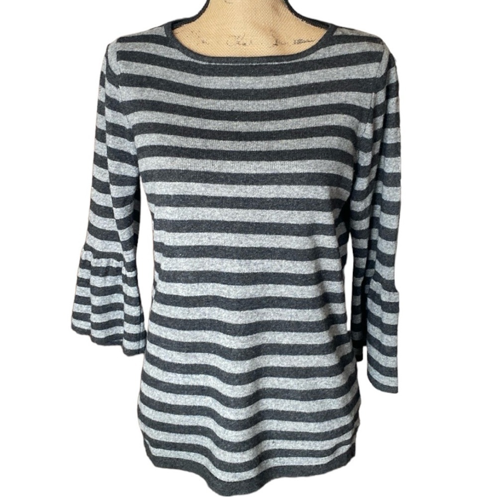 Benedetta B. Striped Wool & Cashmere Bell Sleeved Sweater- Size M